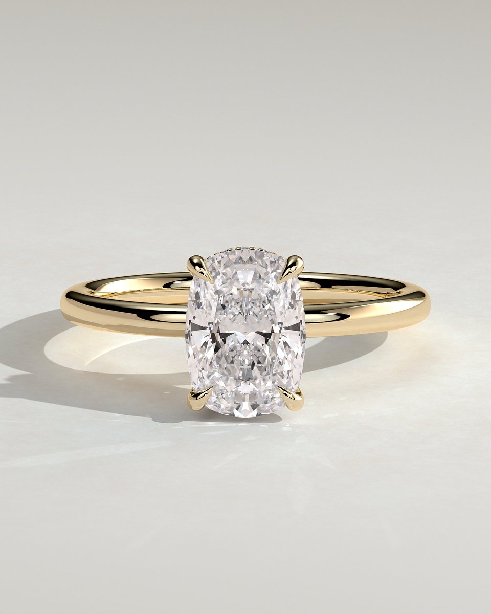 MET 0328 Elongated Cushion Solitaire Engagement Ring