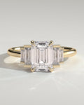 MET 0074 Emerald Three Stone Engagement Ring