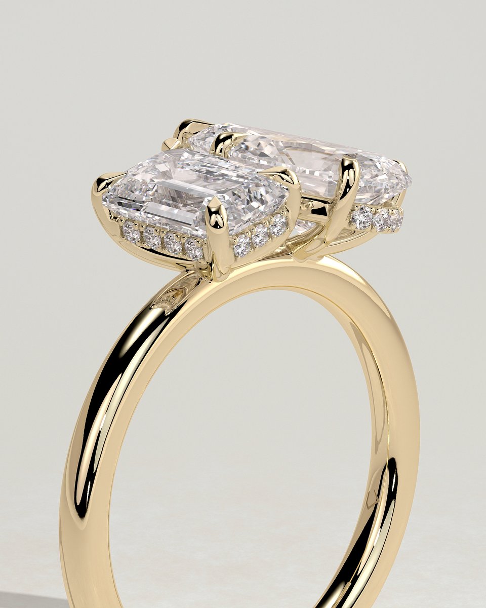 MET 0172 Emerald Toi et Moi Engagement Ring