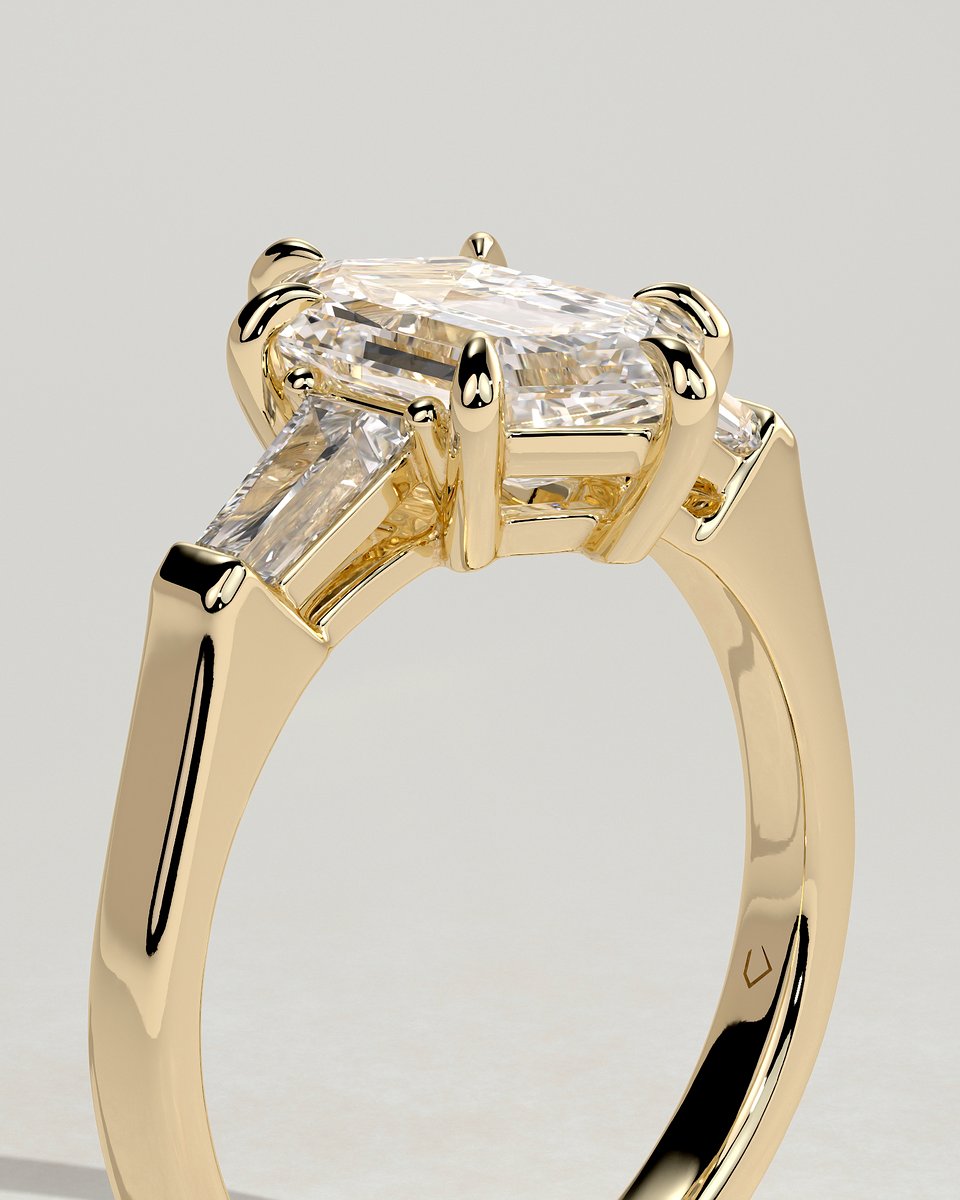 MET 0125 Elongated Hexagon Three Stone Engagement Ring