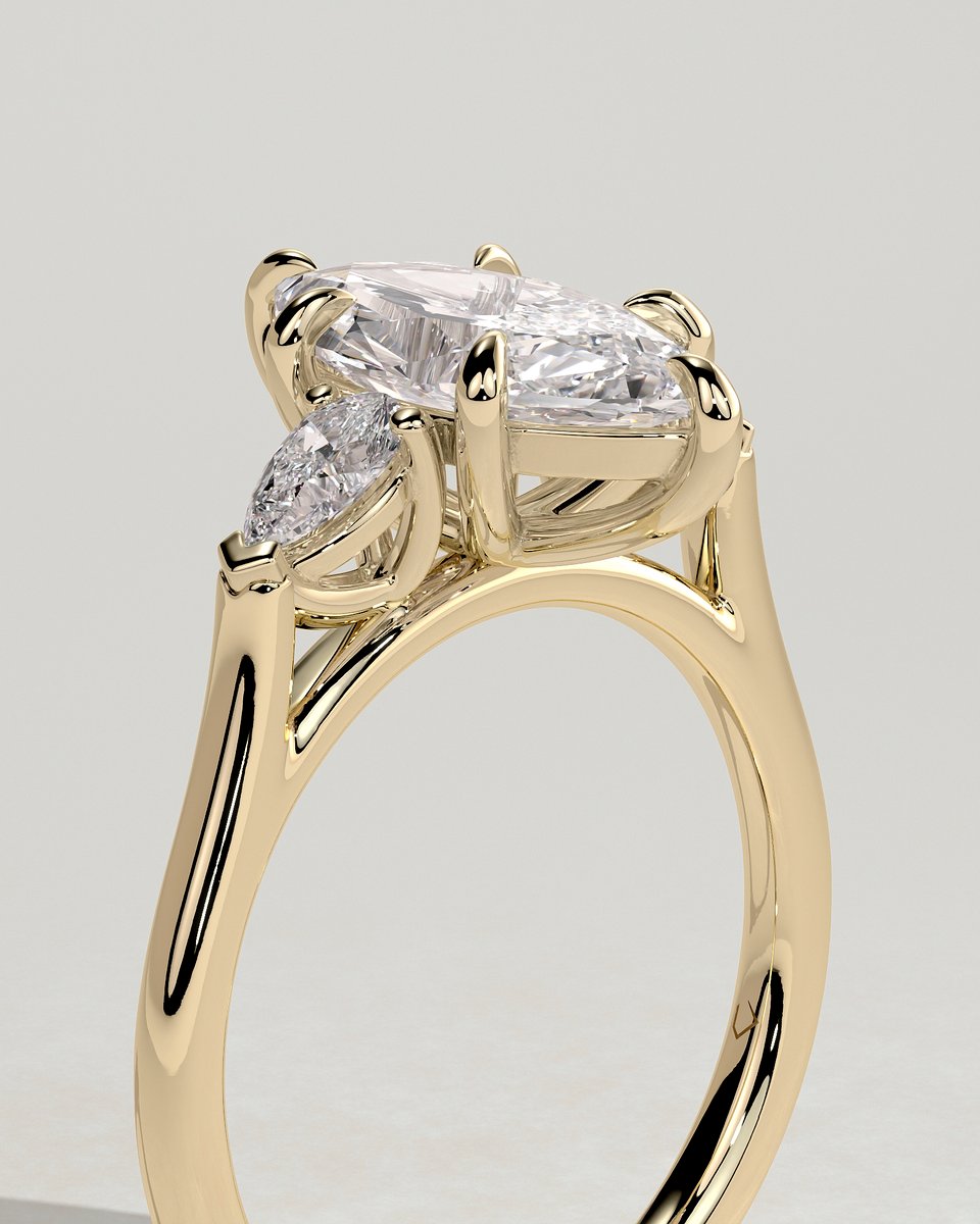 MET 0199 Marquise Three Stone Engagement Ring