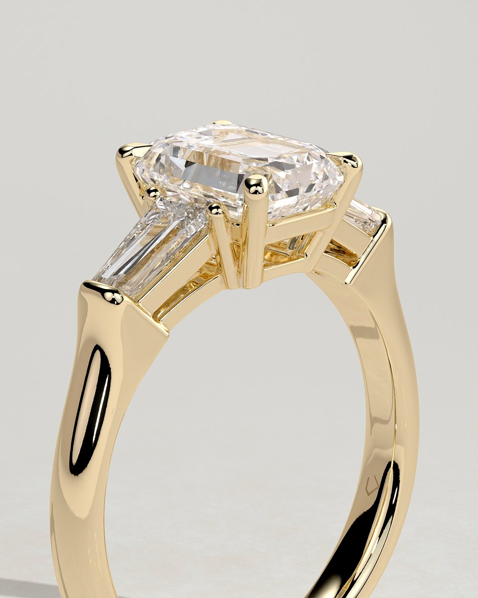 MET 0140 Emerald Three Stone Engagement Ring