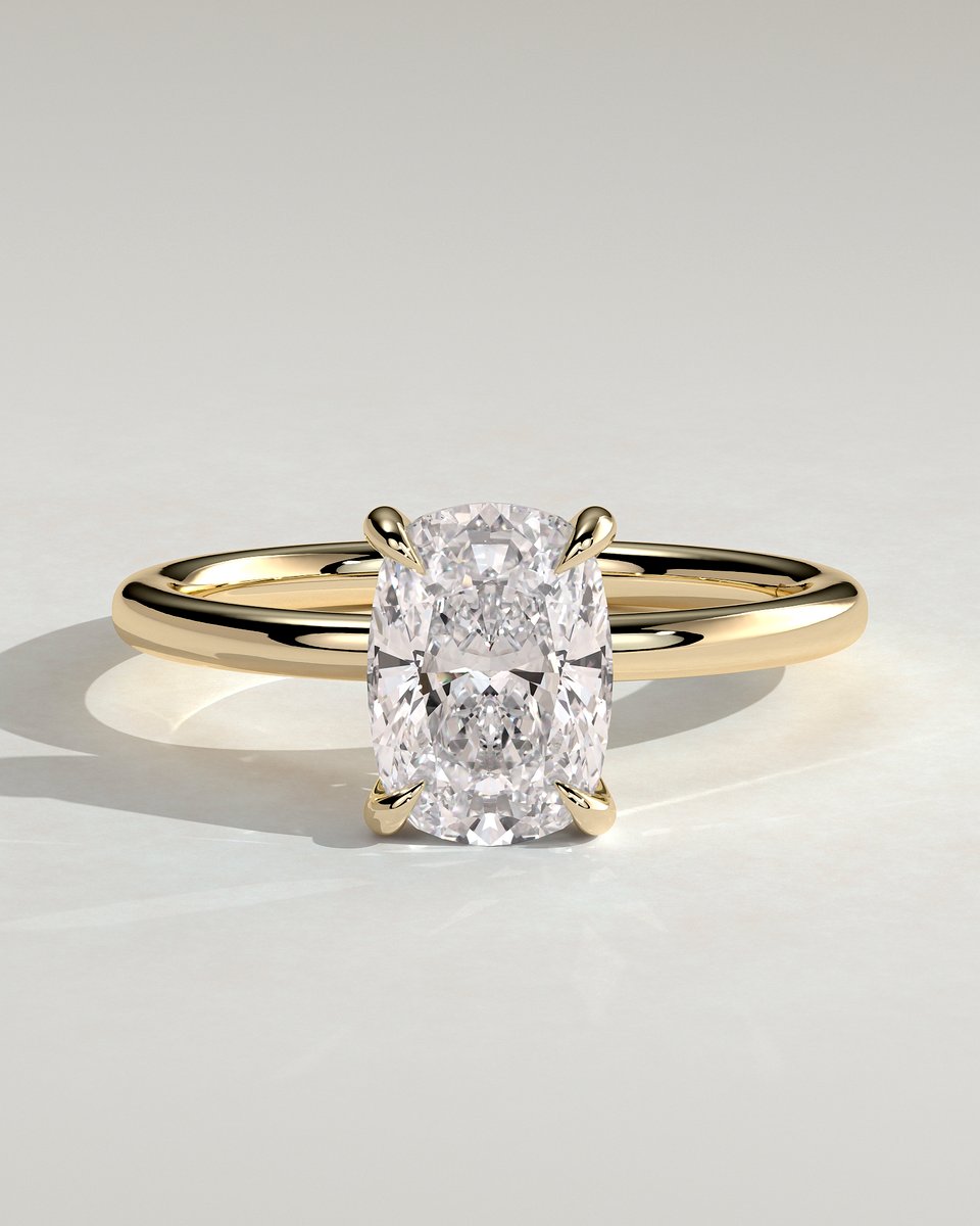 MET 0022 Elongated Cushion Solitaire Engagement Ring