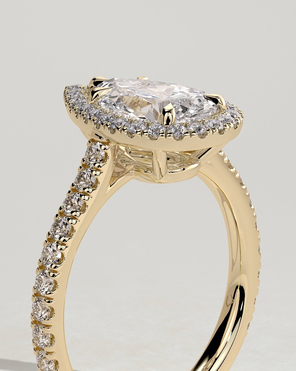 MET 0115 Pear Halo Engagement Ring