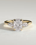 MET 0021 Elongated Cushion Three Stone Engagement Ring