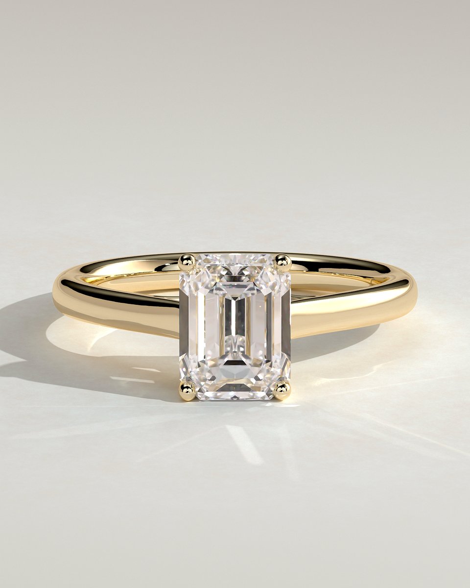 MET 0163 Emerald Solitaire Engagement Ring