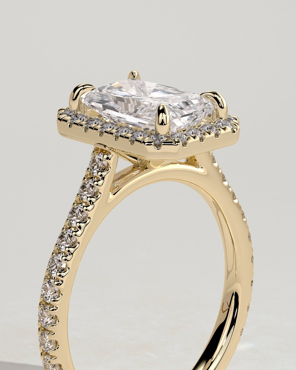 MET 0265 Radiant Halo Engagement Ring