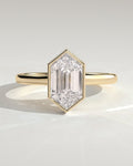 MET 0340 Elongated Hexagon Solitaire Engagement Ring