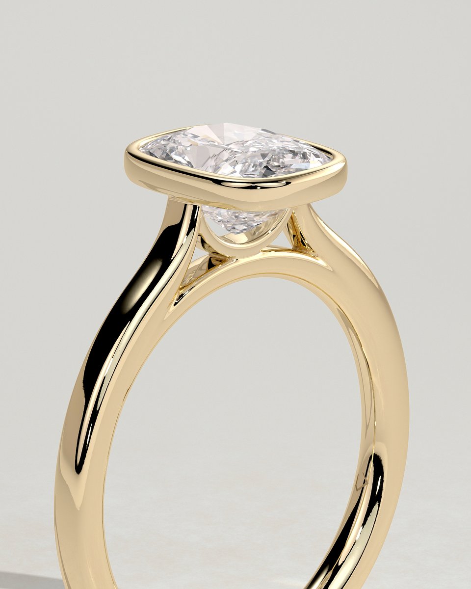 MET 0012 Elongated Cushion Solitaire Engagement Ring
