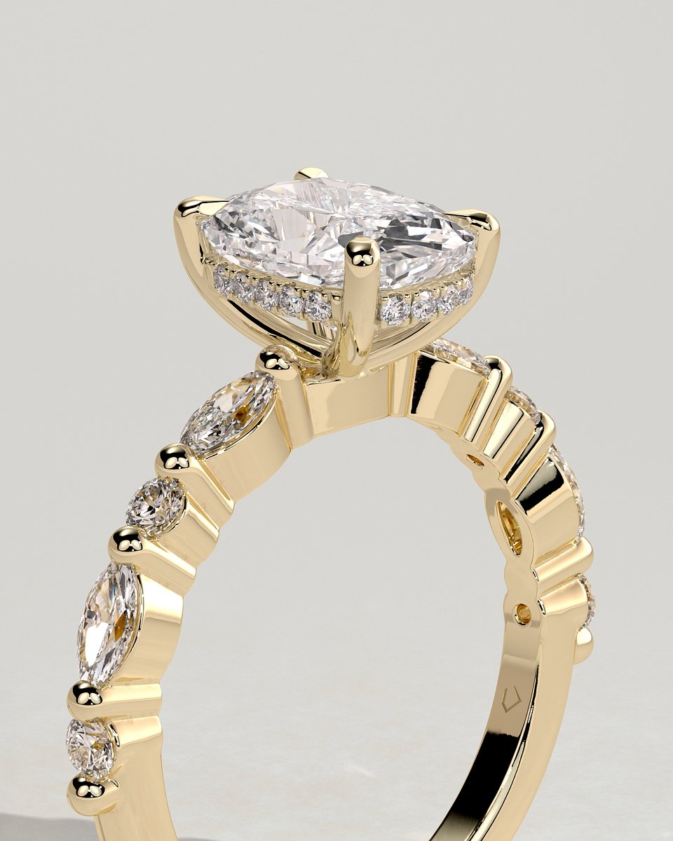MET 0082 Elongated Cushion Solitaire Engagement Ring