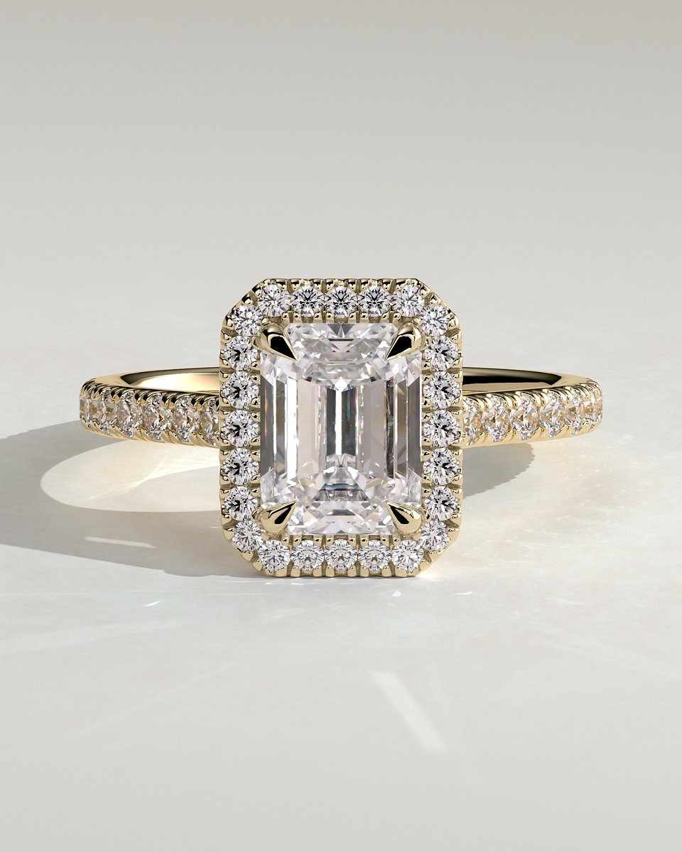 MET 0251 Emerald Halo Engagement Ring