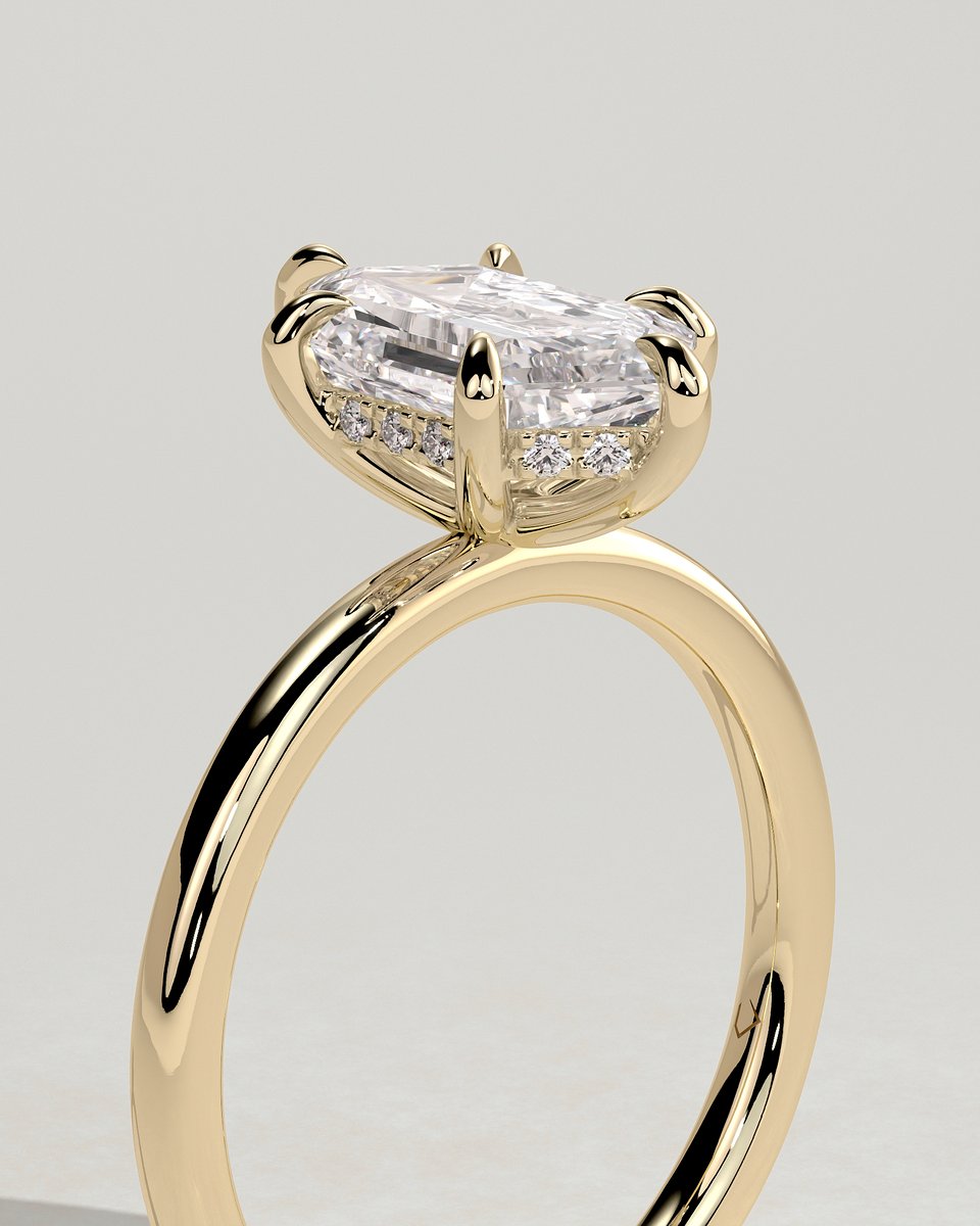 MET 0122 Elongated Hexagon Solitaire Engagement Ring
