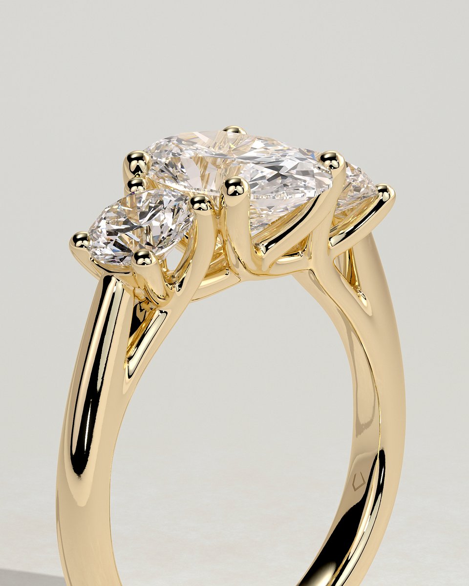 MET 0065 Oval Three Stone Engagement Ring