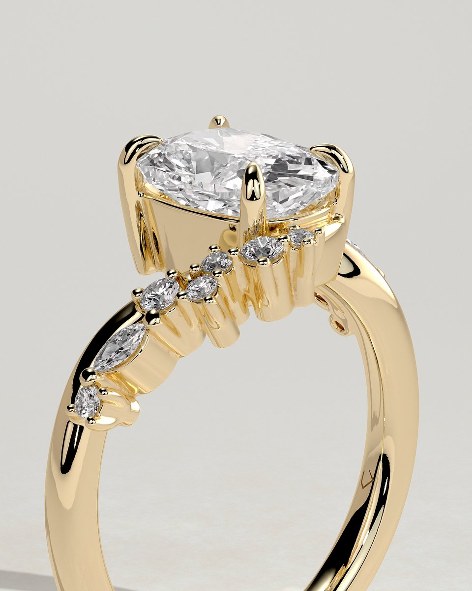 MET 0293 Elongated Cushion Other Engagement Ring
