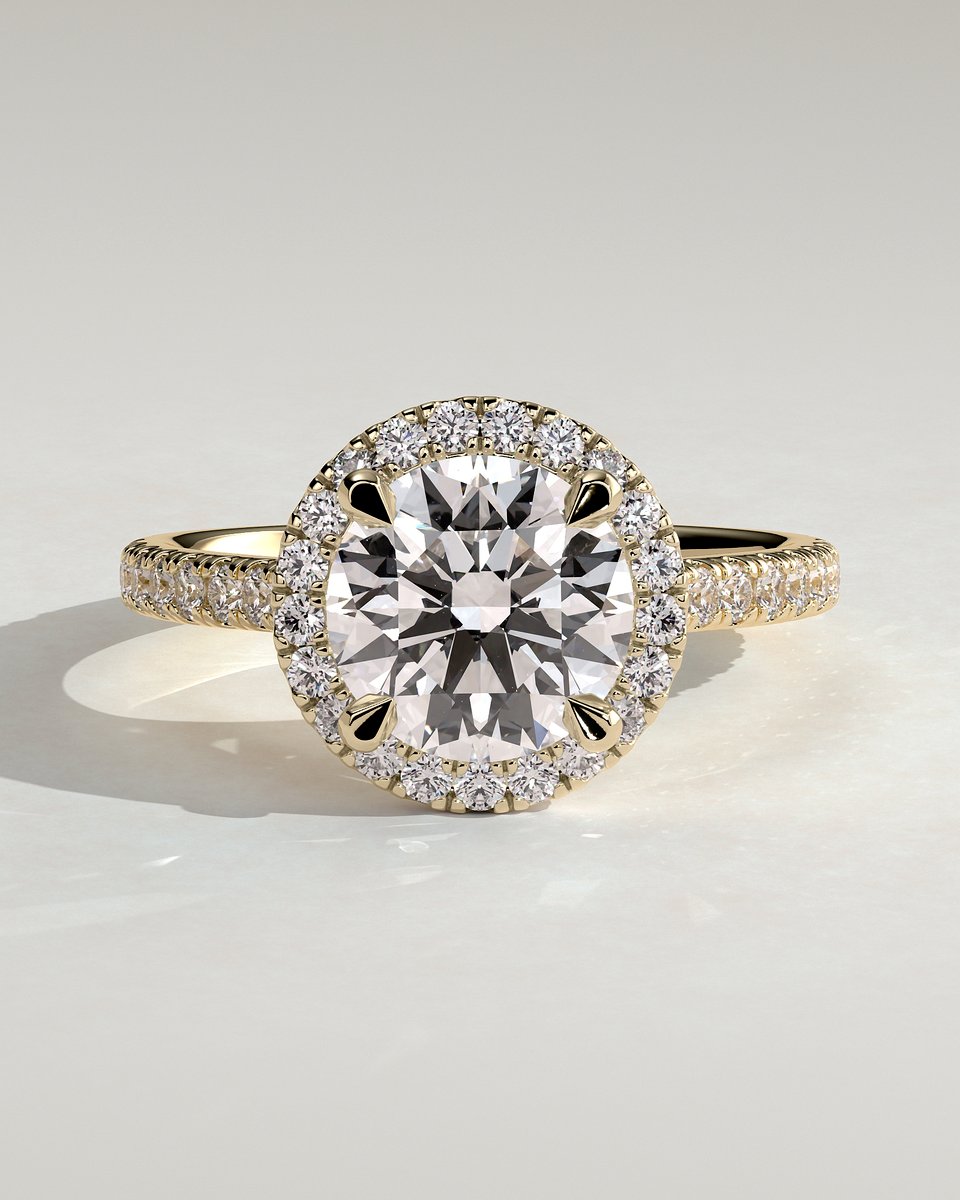 MET 0236 Round Halo Engagement Ring