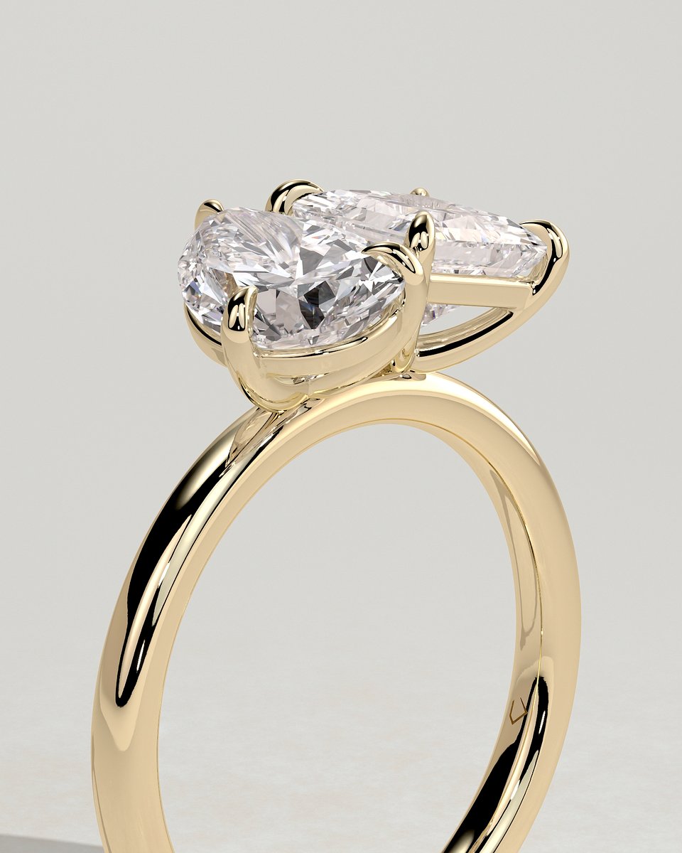 MET 0255 Pear Toi et Moi Engagement Ring