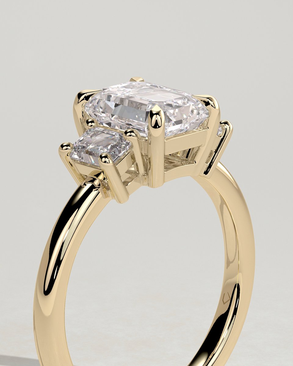 MET 0120 Emerald Three Stone Engagement Ring