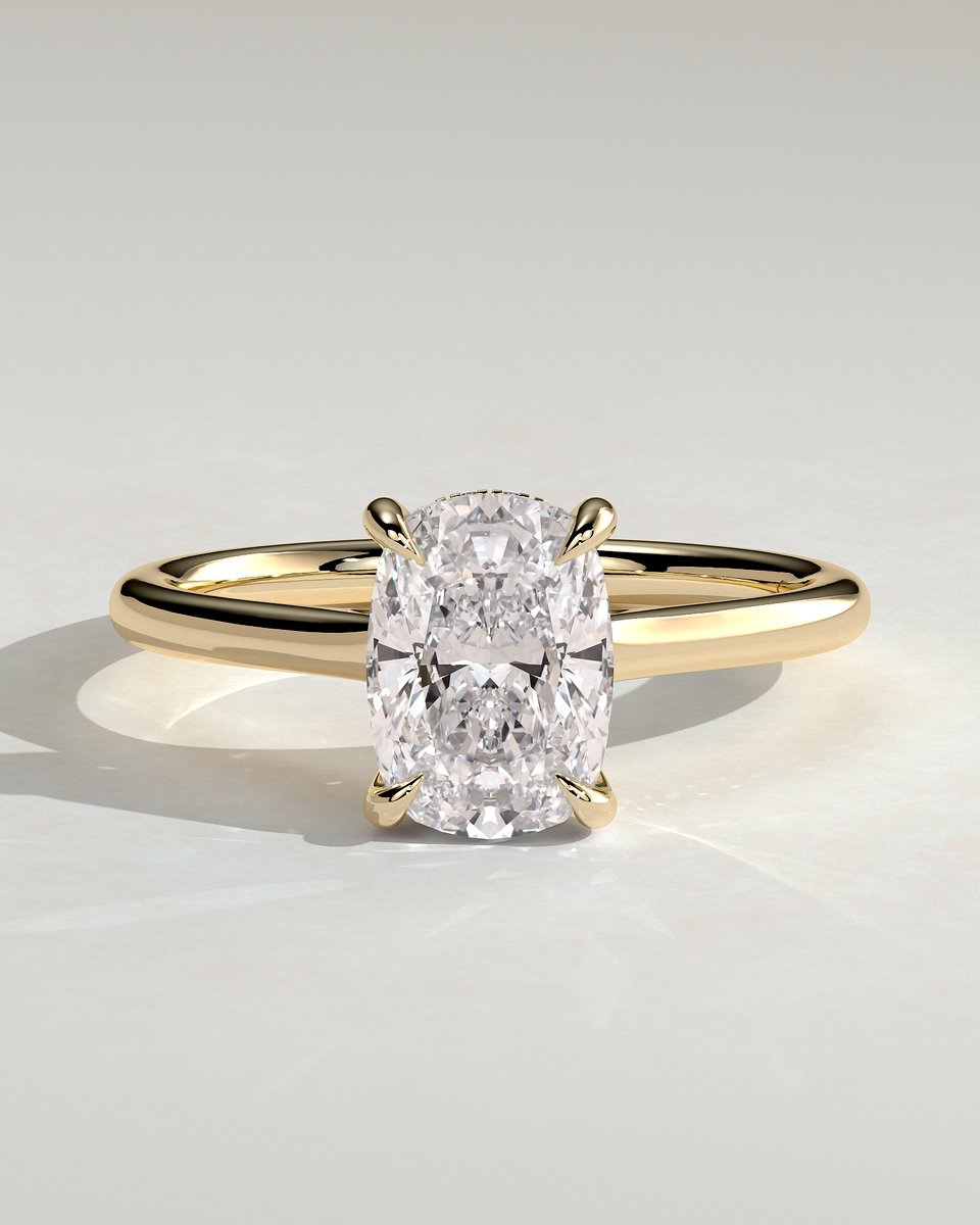 MET 0075 Elongated Cushion Solitaire Engagement Ring