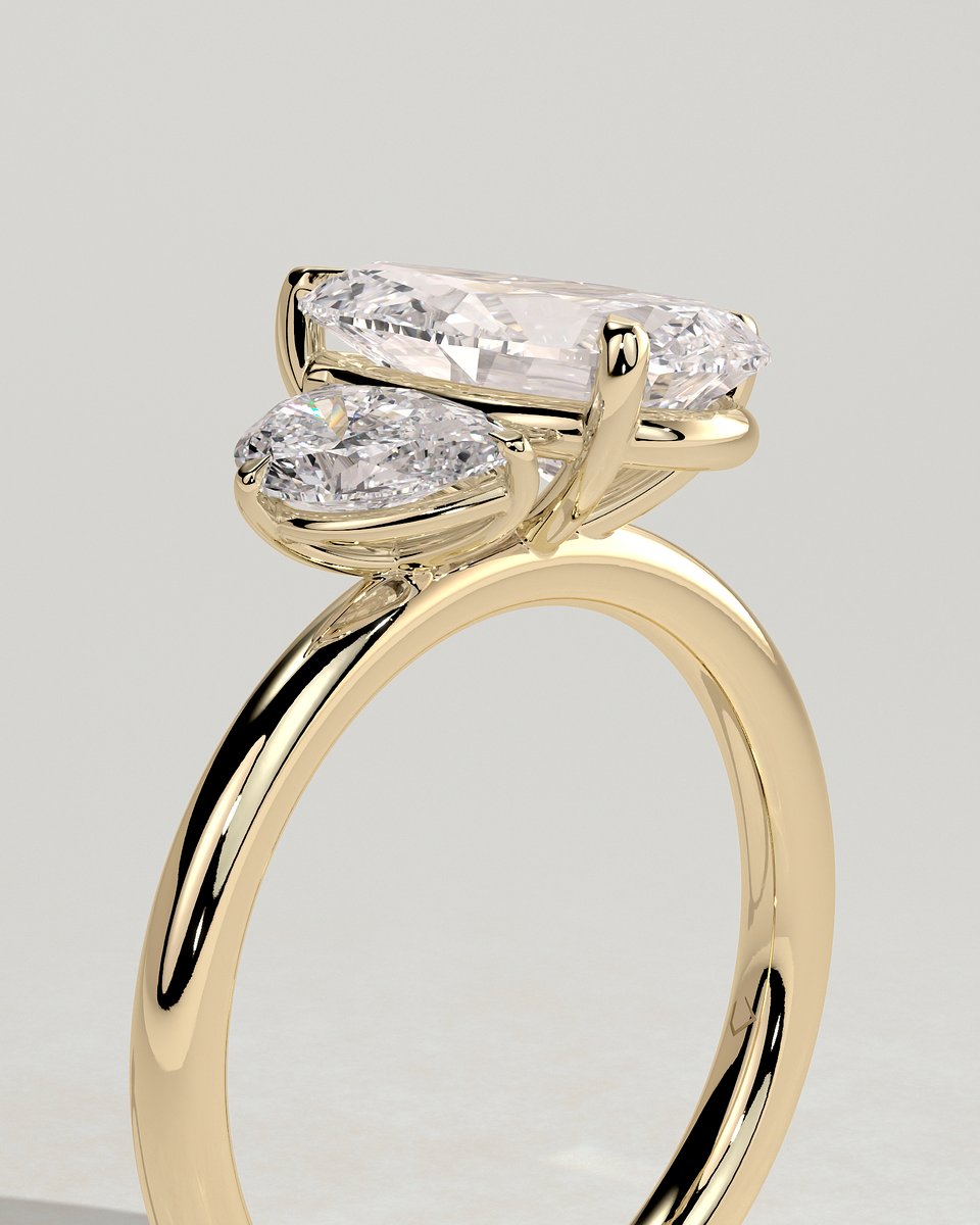 MET 0018 Pear Toi et Moi Engagement Ring