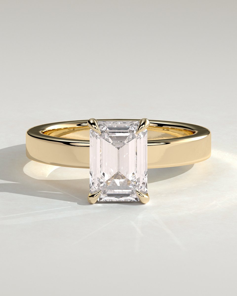 MET 0129 Emerald Solitaire Engagement Ring
