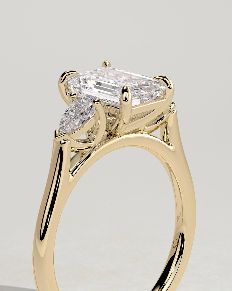 MET 0359 Emerald Three Stone Engagement Ring