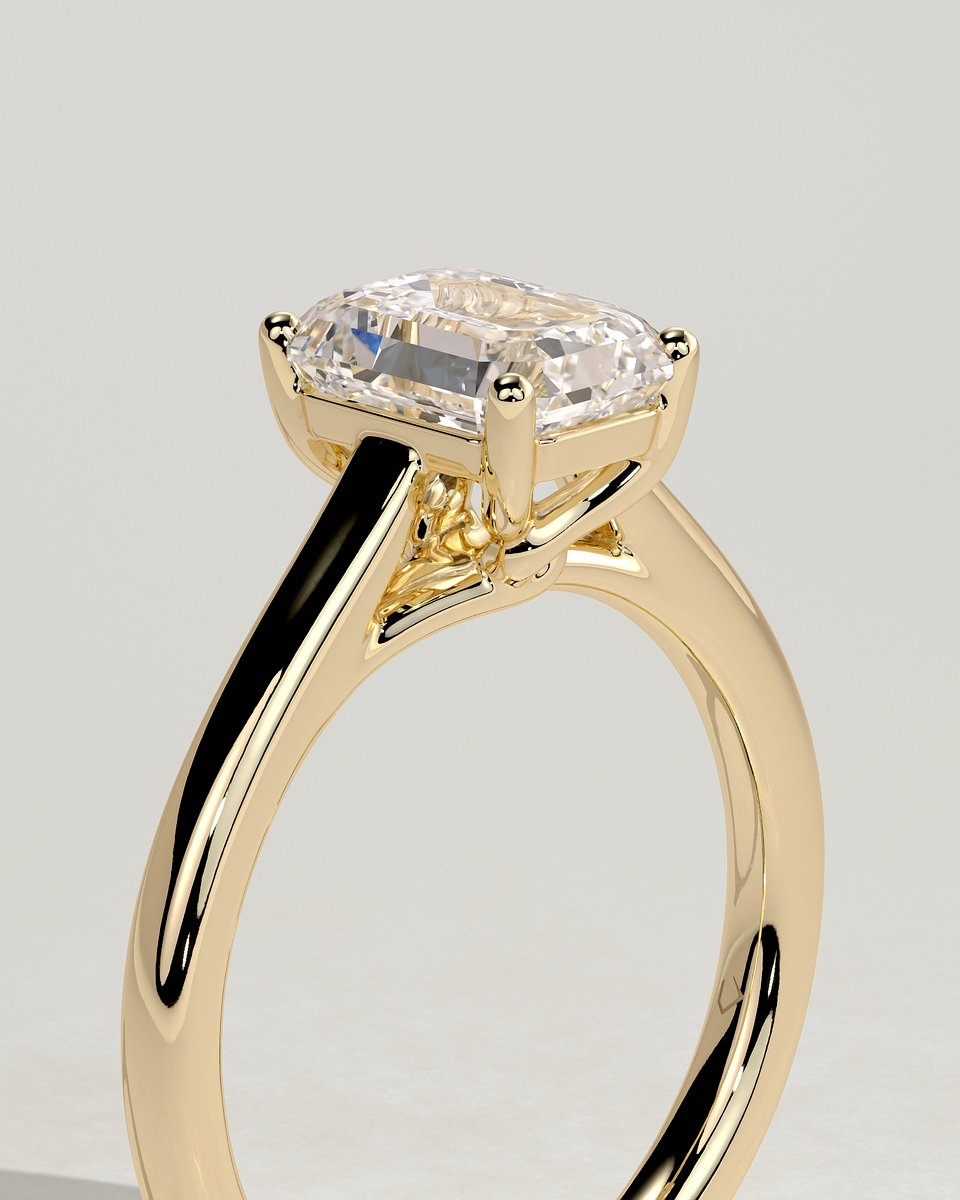 MET 0163 Emerald Solitaire Engagement Ring