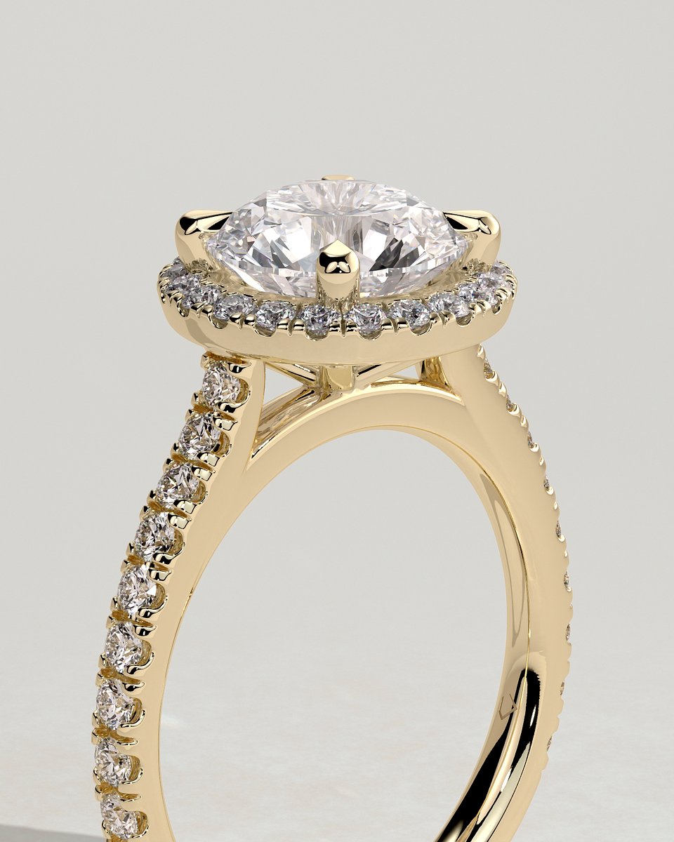 MET 0236 Round Halo Engagement Ring