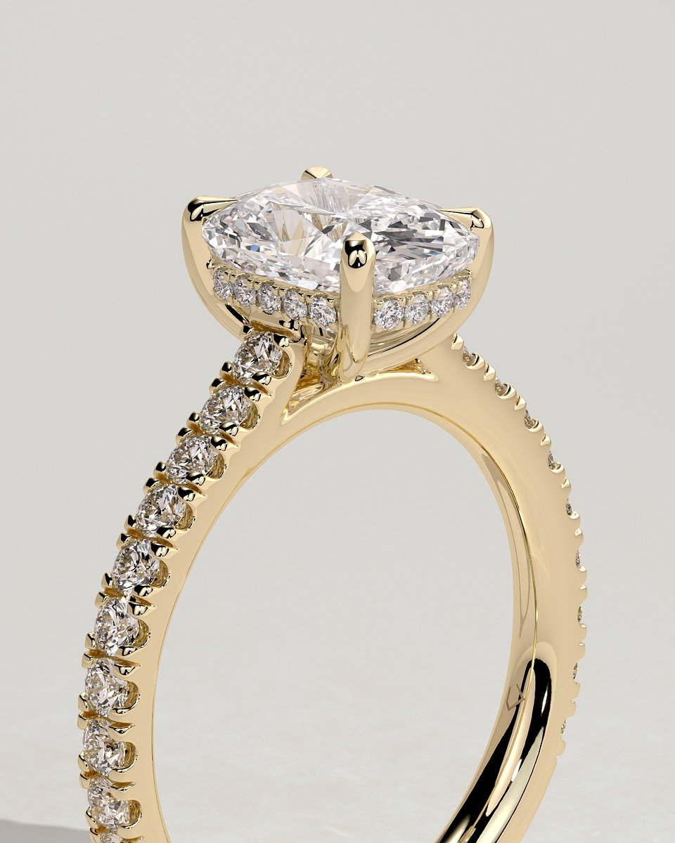 MET 0046 Elongated Cushion Solitaire Engagement Ring