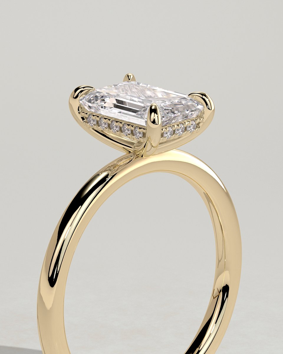 MET 0023 Emerald Solitaire Engagement Ring