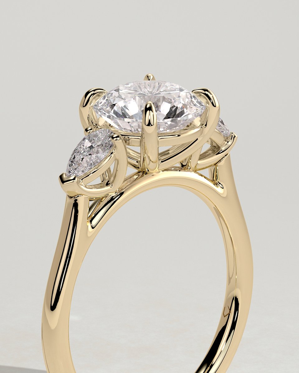 MET 0263 Round Three Stone Engagement Ring