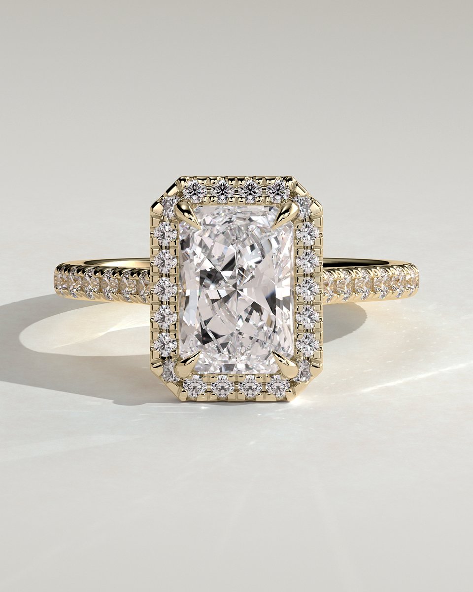 MET 0265 Radiant Halo Engagement Ring