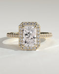 MET 0265 Radiant Halo Engagement Ring