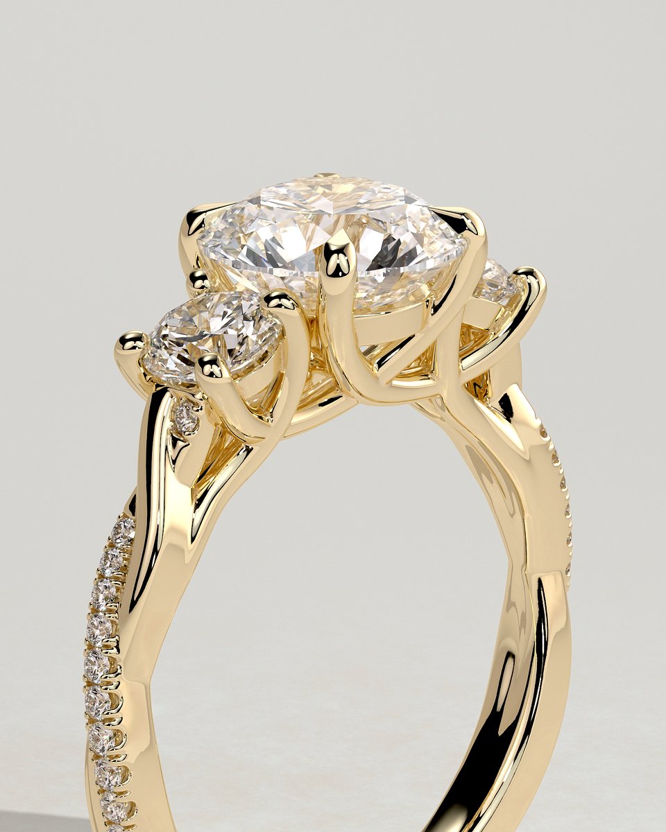 MET 0114 Round Three Stone Engagement Ring