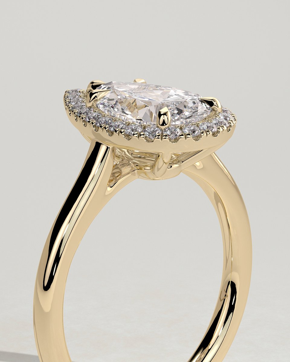 MET 0267 Pear Halo Engagement Ring