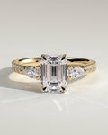 MET 0233 Emerald Three Stone Engagement Ring