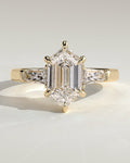 MET 0125 Elongated Hexagon Three Stone Engagement Ring