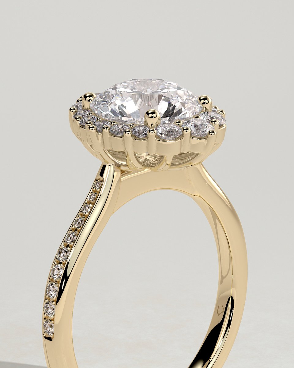 MET 0228 Round Halo Engagement Ring