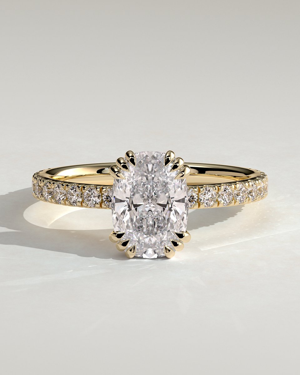 MET 0241 Elongated Cushion Solitaire Engagement Ring