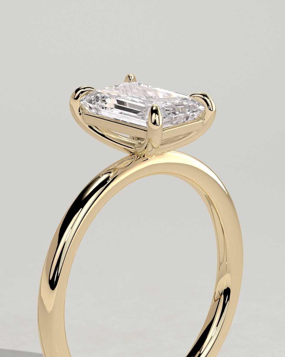 MET 0039 Emerald Solitaire Engagement Ring