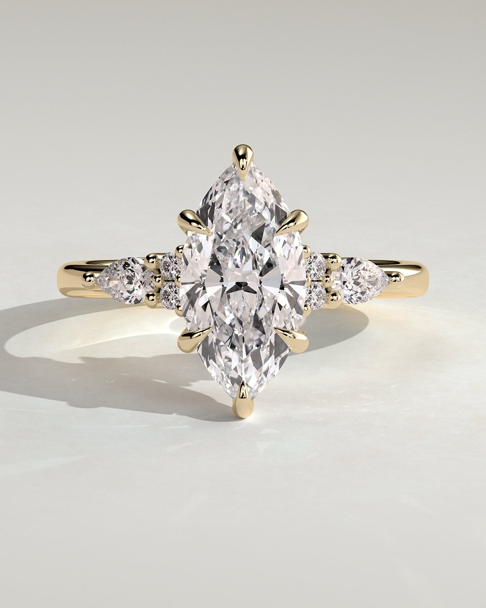 MET 0100 Marquise Three Stone Engagement Ring