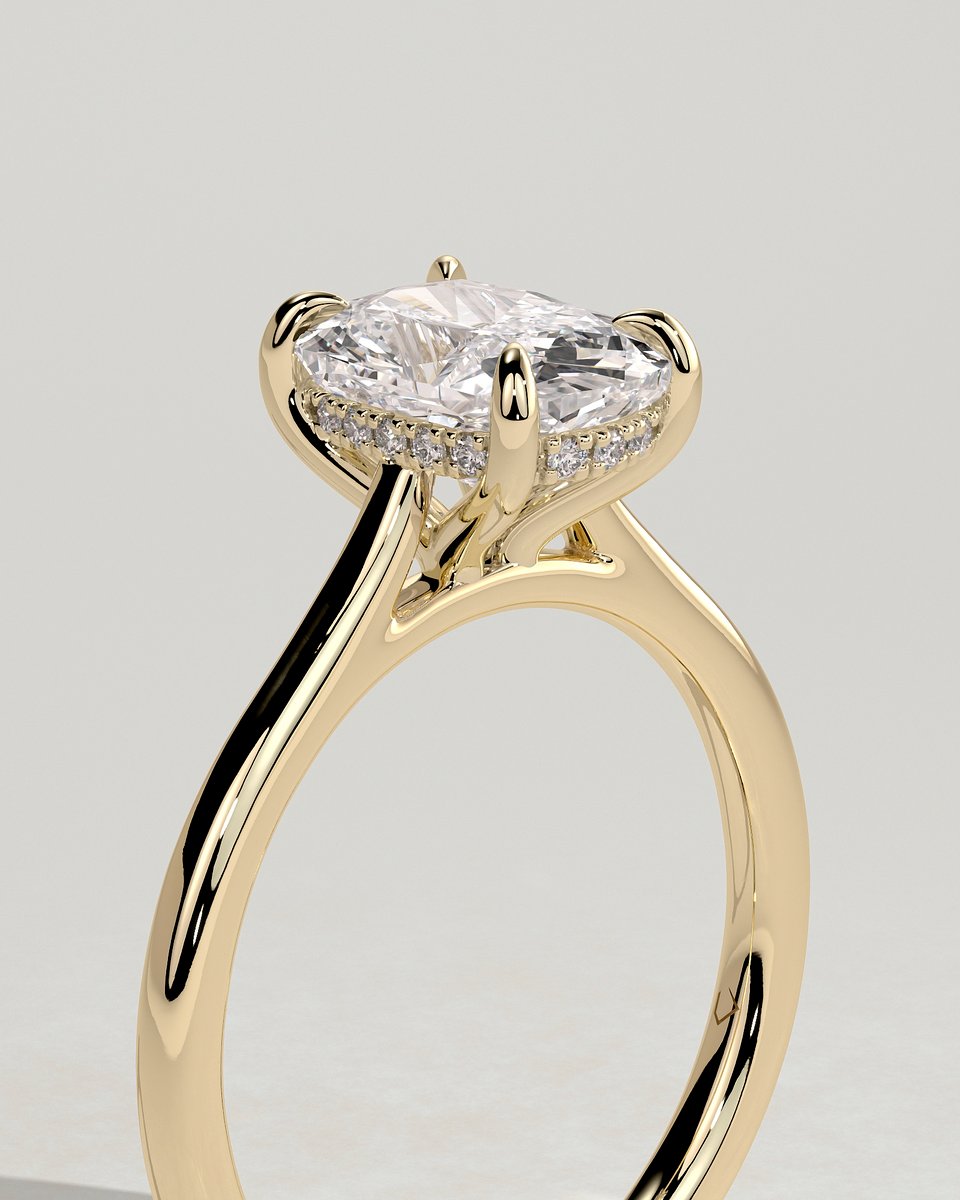 MET 0028 Elongated Cushion Solitaire Engagement Ring