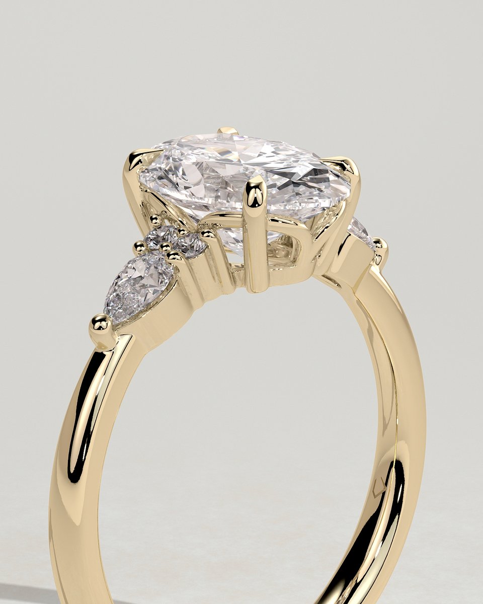 MET 0007 Oval Three Stone Engagement Ring