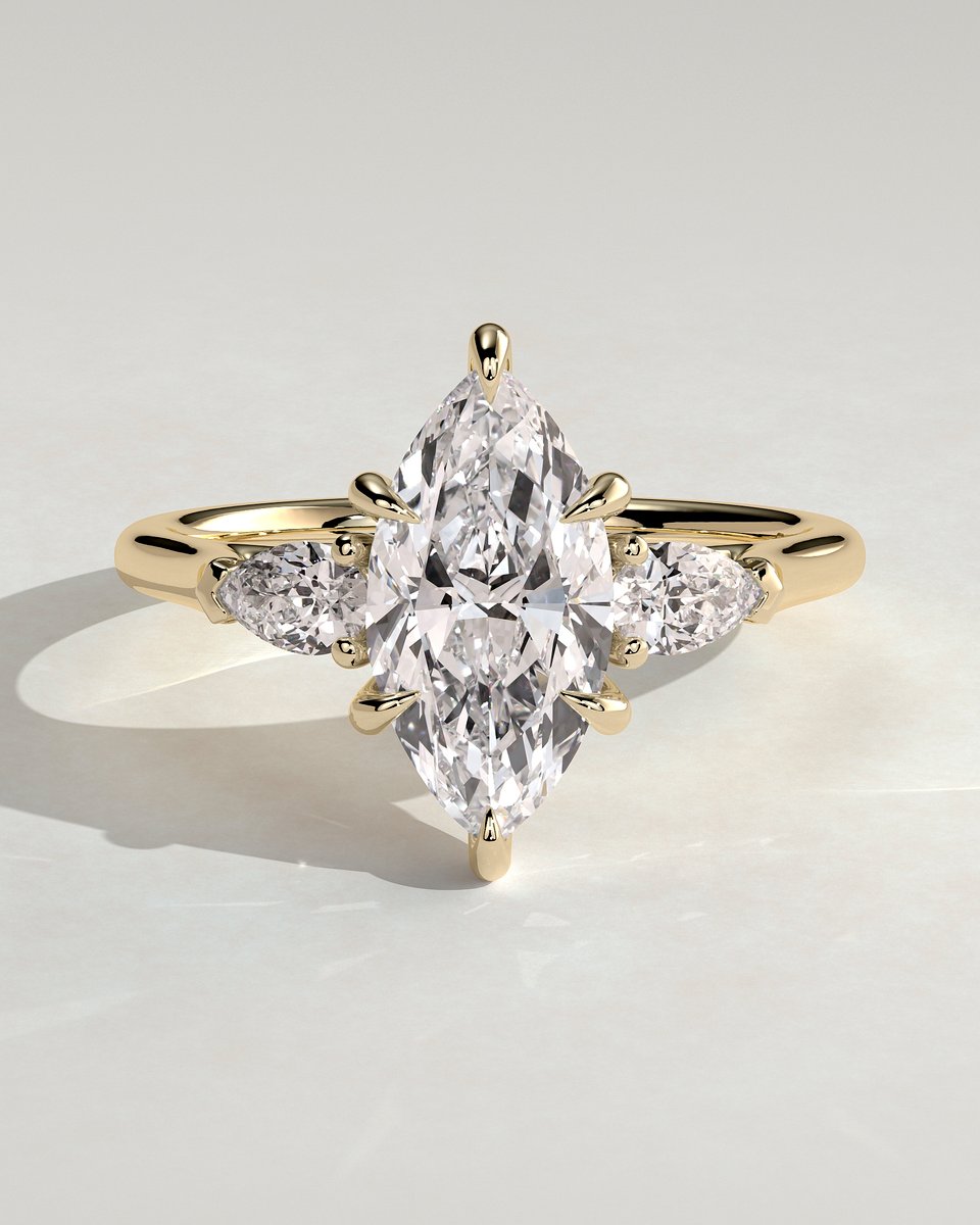 MET 0199 Marquise Three Stone Engagement Ring