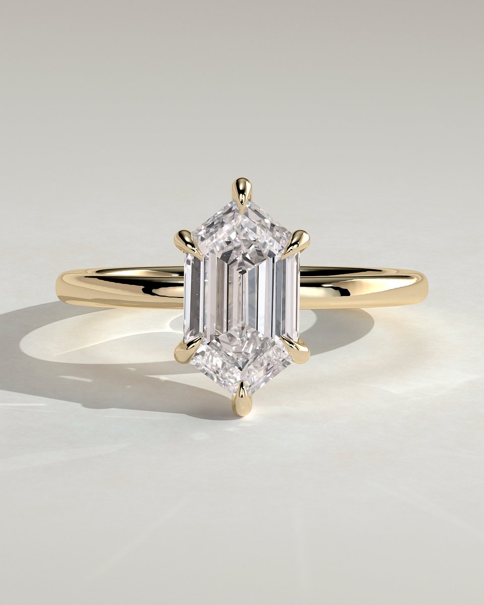 MET 0294 Elongated Hexagon Solitaire Engagement Ring