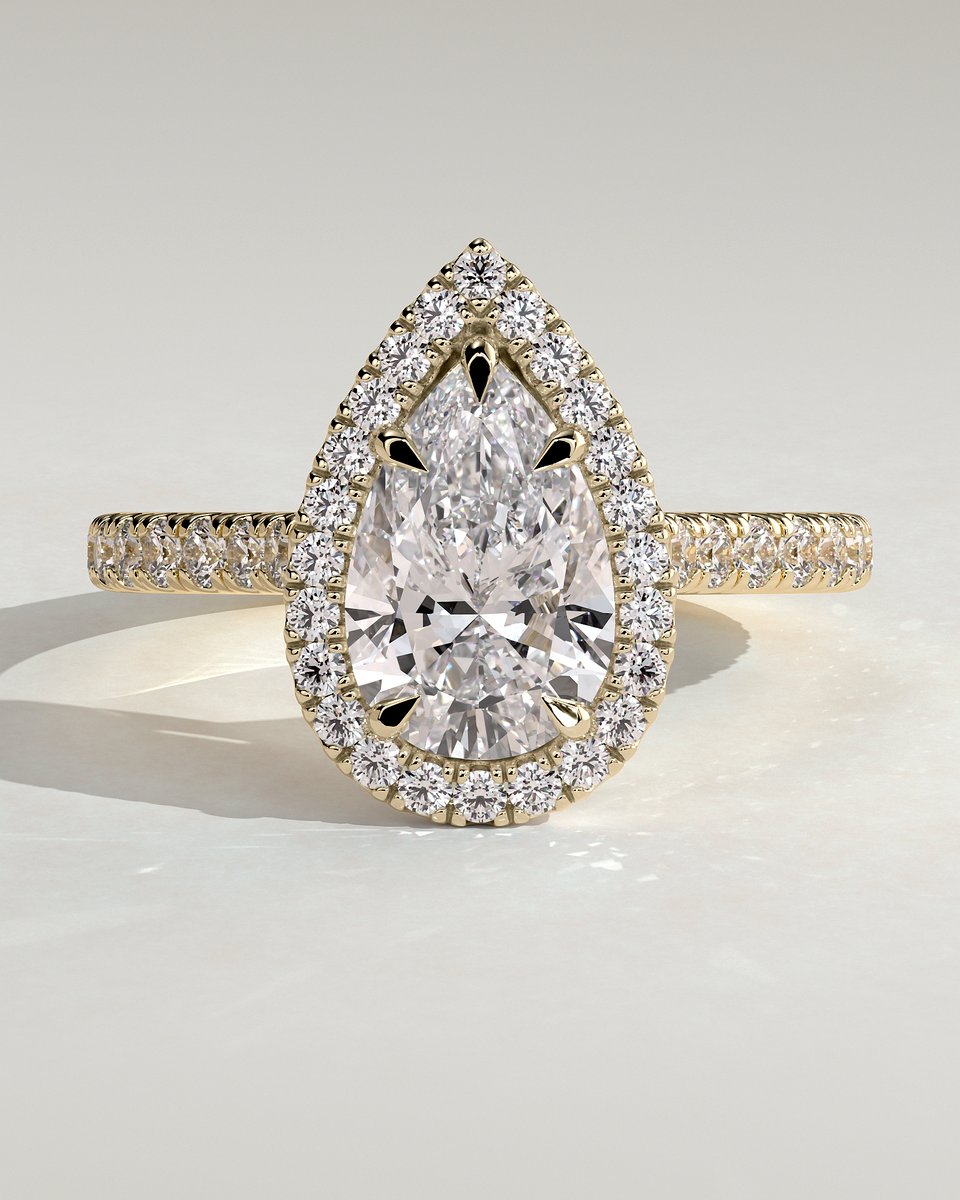MET 0115 Pear Halo Engagement Ring