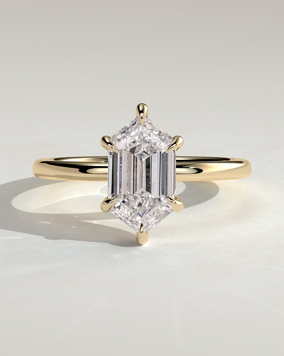 MET 0122 Elongated Hexagon Solitaire Engagement Ring