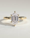 MET 0122 Elongated Hexagon Solitaire Engagement Ring
