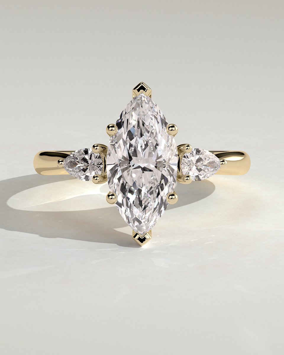 MET 0013 Marquise Three Stone Engagement Ring