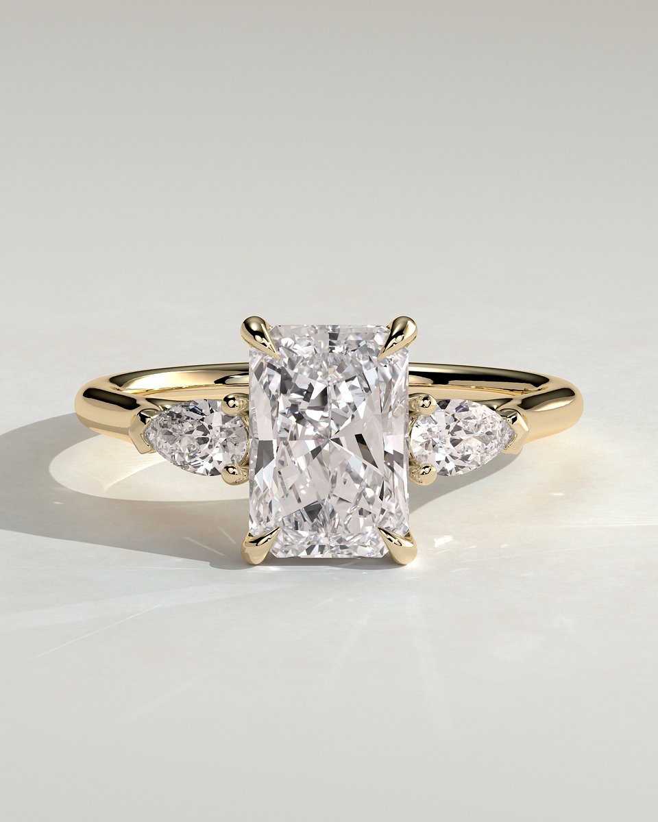 MET 0102 Radiant Three Stone Engagement Ring