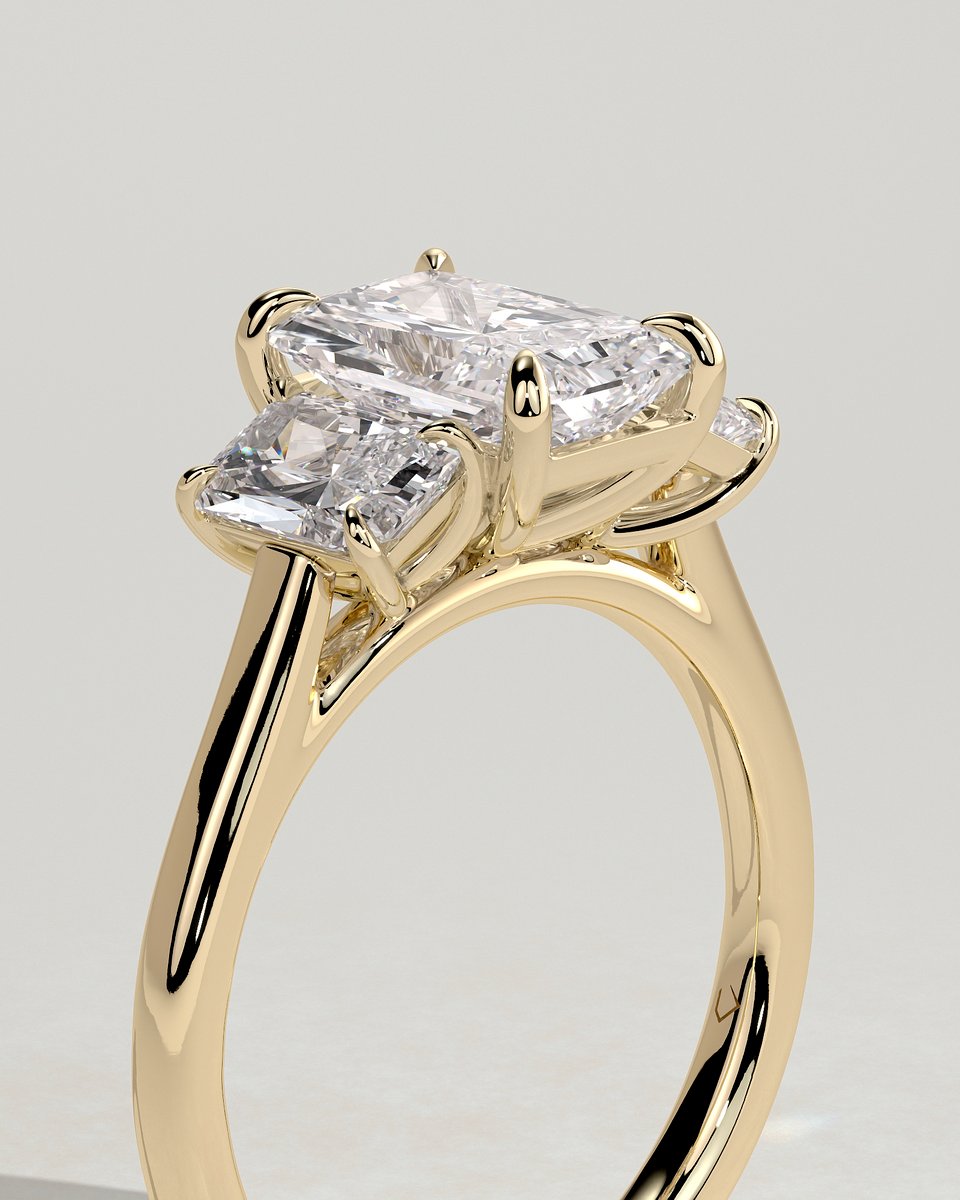 MET 0230 Radiant Three Stone Engagement Ring